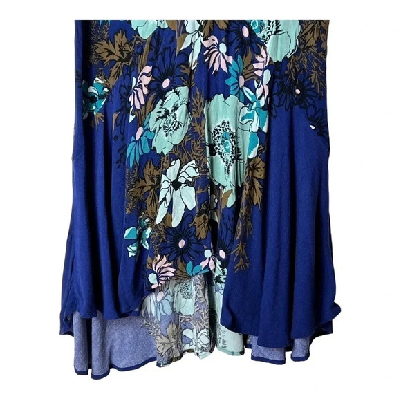 1345. FREE PEOPLE BACK YARD PARTY FLORAL MINI DRESS SLEEVELESS SMALL KEYHOLE - Picture 6 of 11